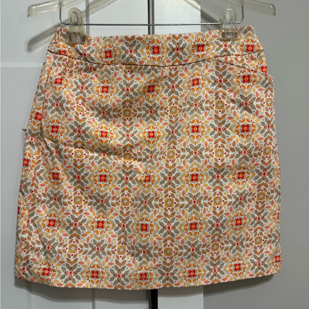 Croft & Barrow Geometric Mini Skirt - Orange and Cream